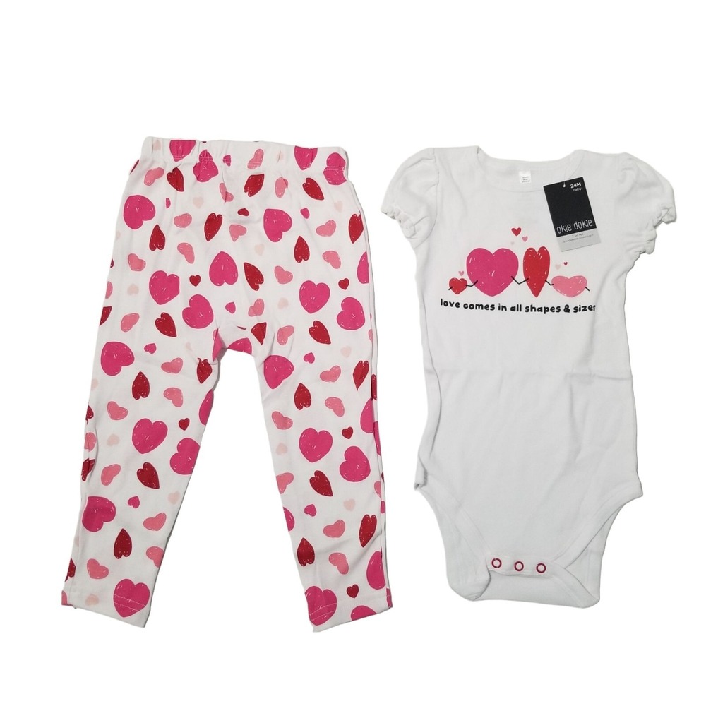 NWT Okie Dokie Baby Girls 2-pc. Bodysuit Set Size‎ 24M
